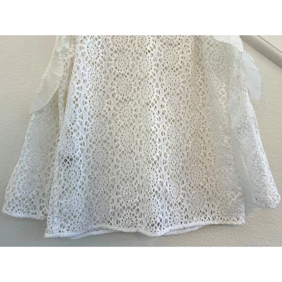 Sandro Eyelet Ruffle Trim Blouse Womens 1 Cottagecore Whimsy Coquette White Twee - Picture 13 of 16